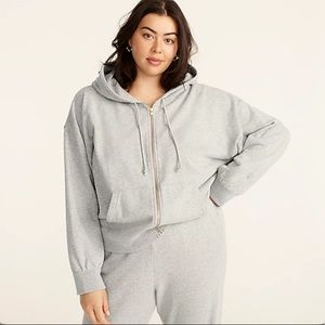 J. Crew NWT Women's University Terry Zip-Up Hoodie with Logo Embroidery